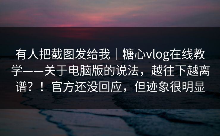 有人把截图发给我｜糖心vlog在线教学——关于电脑版的说法，越往下越离谱？！官方还没回应，但迹象很明显